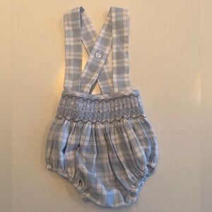 Shrimp & Grits Blue Plaid Smocked Bubble 6 month